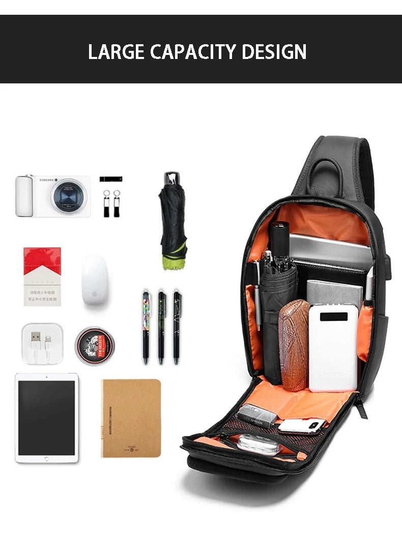 SWISS Men's Fashion Chest Bag Multifunctional Waterproof Shoulder Crossbody Bag