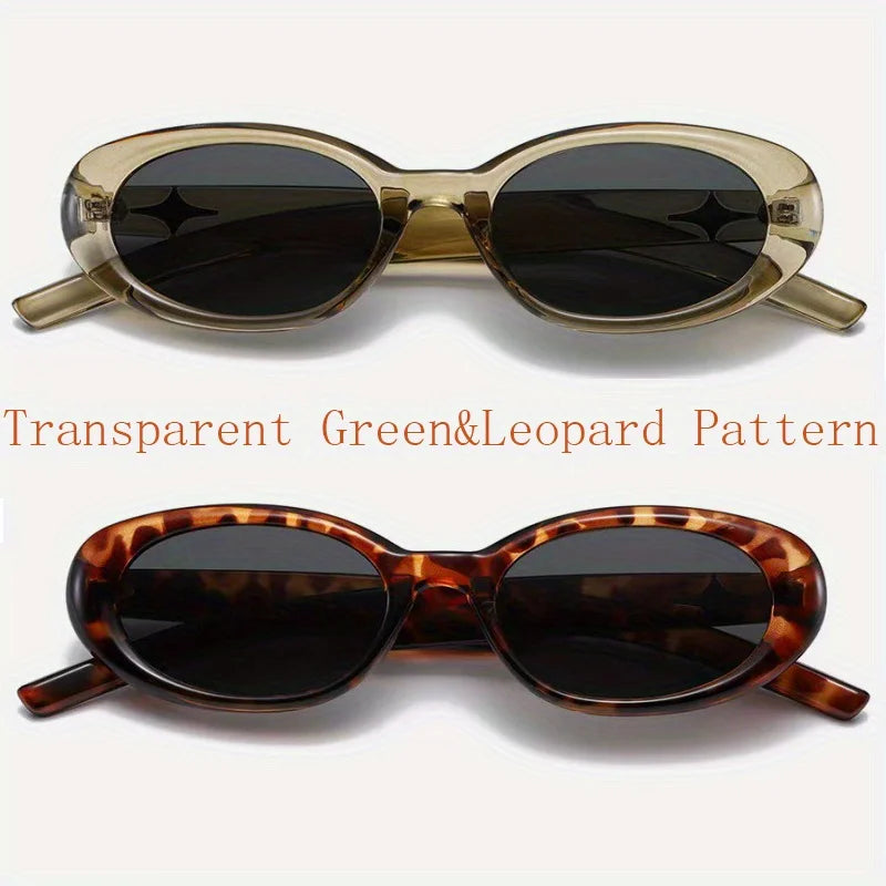 2PCS New Oval Sunglasses Women Vintage Brand Retro Black White Sun Glasses Classic Shades Female UV400