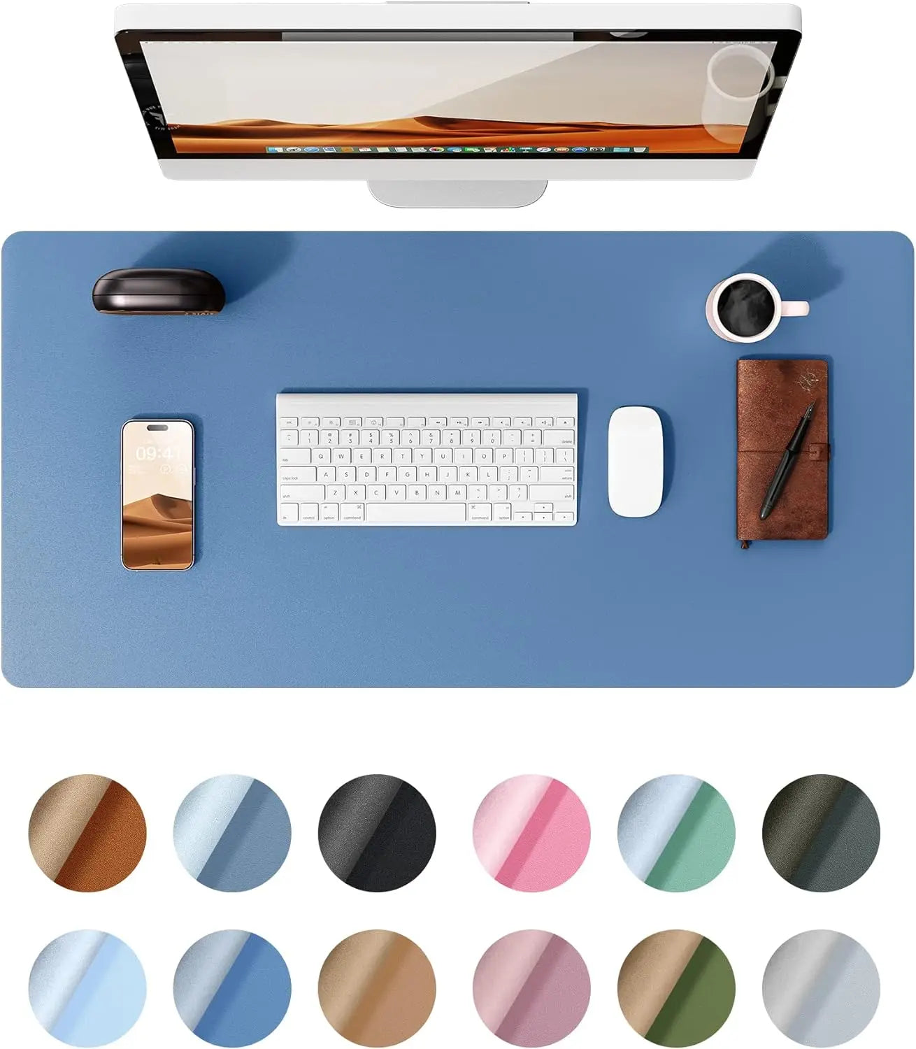 Office Desk Mat, Leather Desk Pad Protector, Large Mouse Pad, Non-Slip PU Leather Waterproof Desk Blotter, Laptop Desk Pad