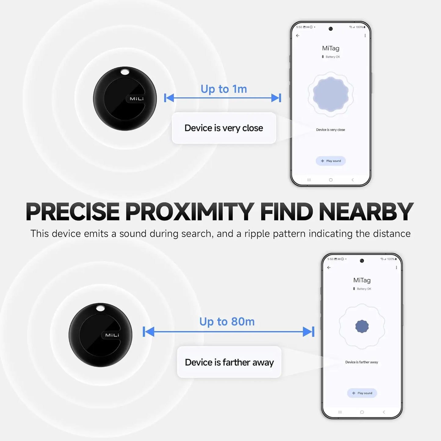 MiLi Tracker Device For google Find My Device, Bluetooth Tracker Android System
