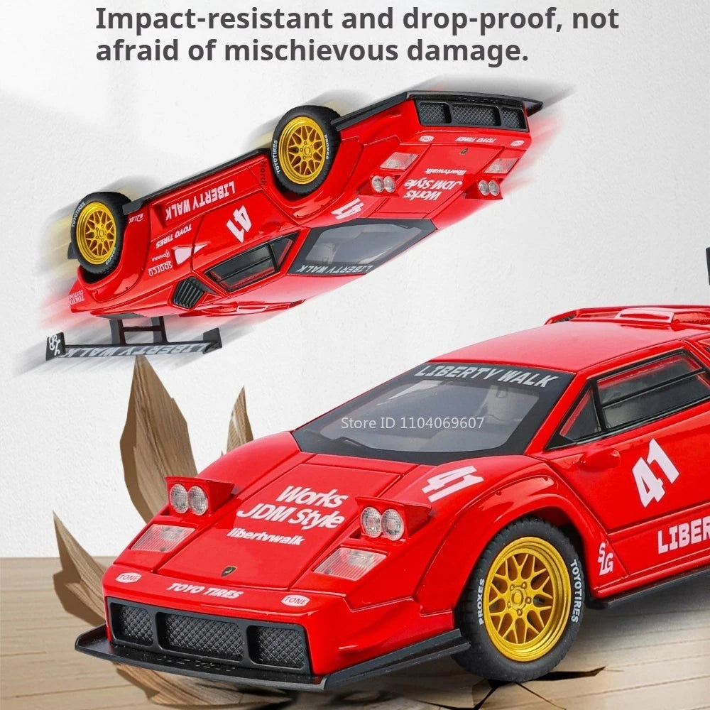 1:32 Lambor Countach LBWK Revuelto Miniature Model Alloy Diecast Toys Car with Sound Light Pull Back Vehices Fashion Accessories