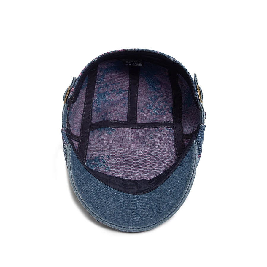 Spring Fashion Print Denim Women's Beret Summer Cotton Breathable Soft Top Sun Visor Hat Men Flat Cap Newsboy Caps Adjustable