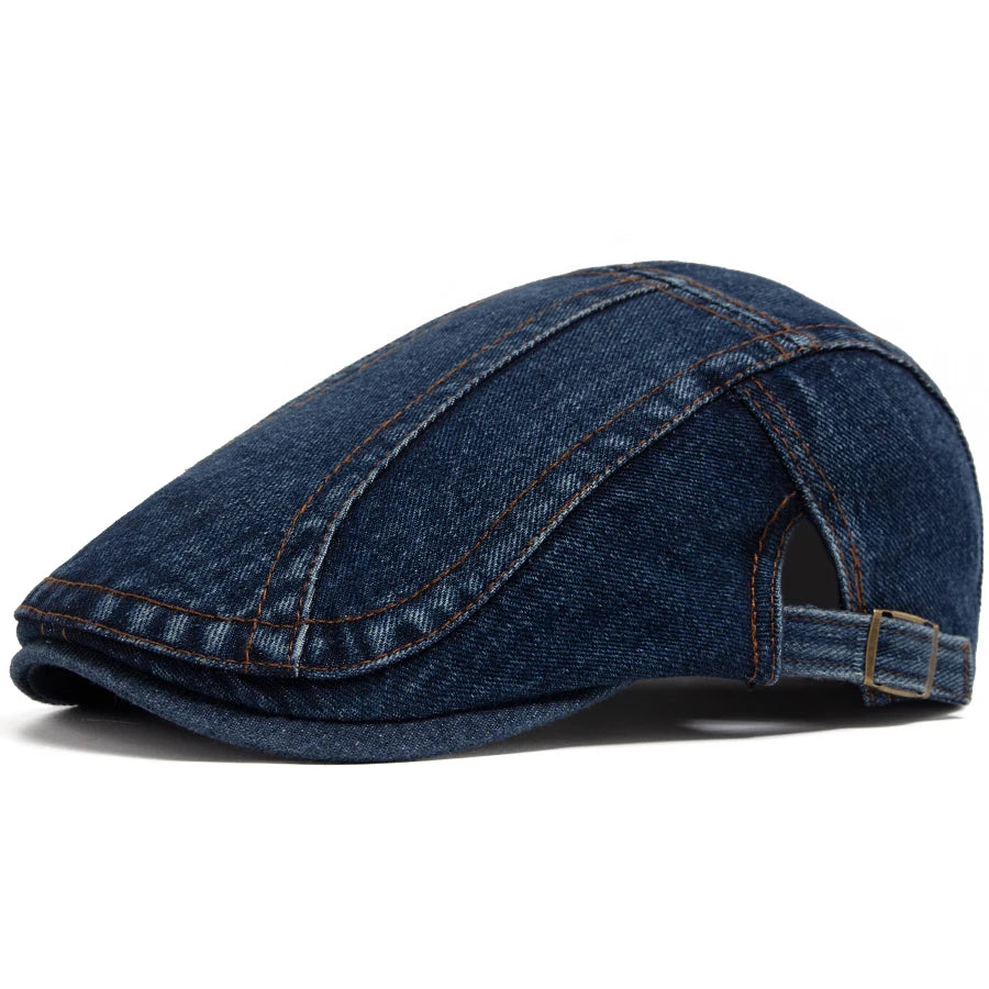 Women's Beret Fashion Denim Vintage Newsboy Cap For Men Summer Solid Washed Flat Caps Casual Female Visor Hat Unisex Adjustable