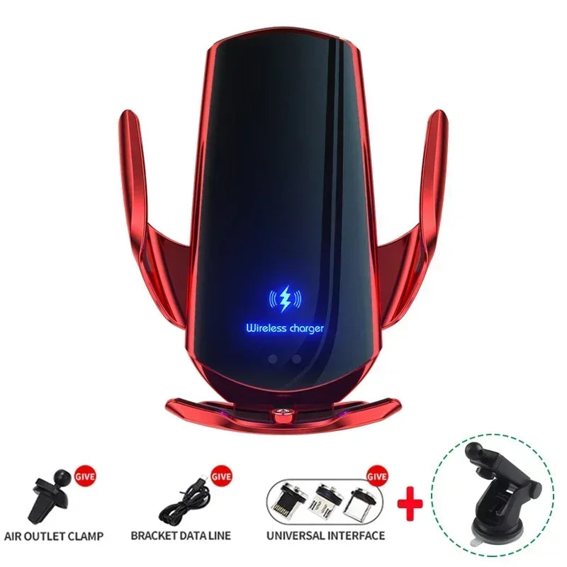 15W Car Magnetic Wireless Charger Automatic Car Mount Phone Holder For iPhone Samsung Infrared Induction Fast Charging