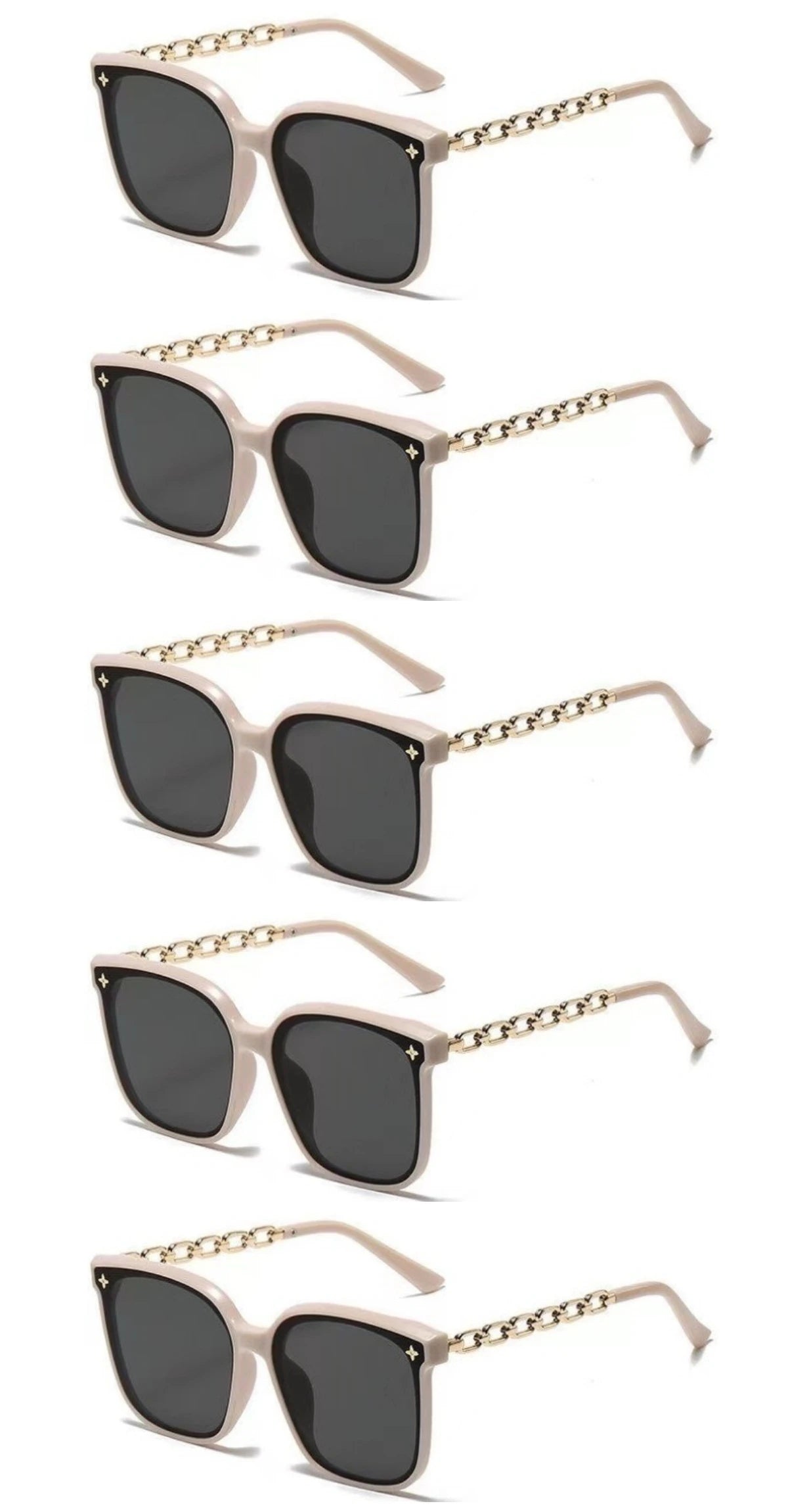 5pcs Classic Square Men's and Women's Sunglasses, Retro Large Frame UV Resistant Sunglasses