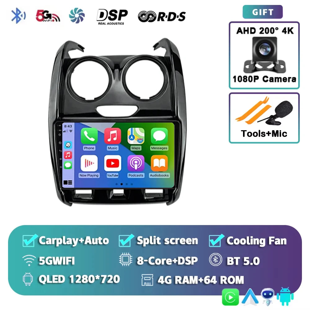 For Renault Duster Dacia Duster 2015 - 2021 For LADA Largus 2021 Android 15 12+256GB Car Radio Carplay Auto Multimedia Stereo 4G