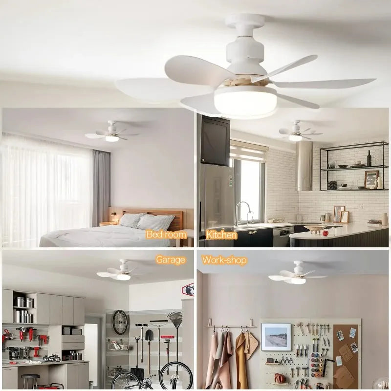 Ceiling Fan Light LED 30W 40W Simple Lights with E27 Remote Control for Homeroom