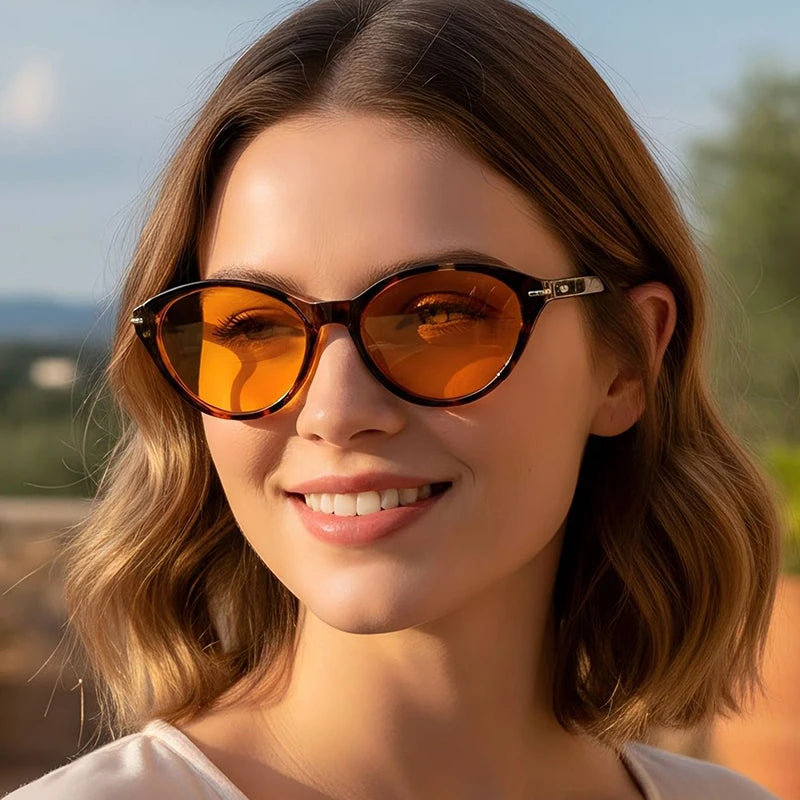 JNPCXI New Fashion Cat Eye Candy Color Sunglasses Women Retro Rivets Trending Red Men Shades UV400