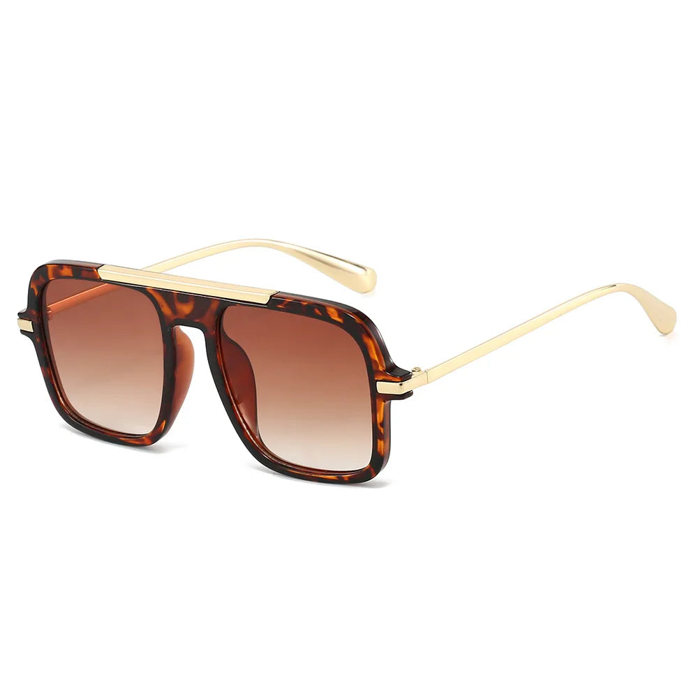 JNPCXI New Square Women Sunglasses Fashion Shades UV400 Retro Trending Leopard Green Gradient Men Sun Glasses
