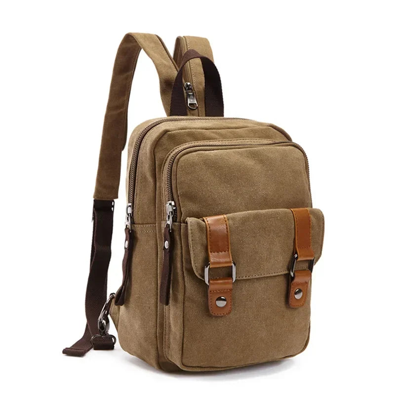 Bule Mini Backpacks Small Vintage Canvas Chest Bag Crossbody Walking Travel Bags