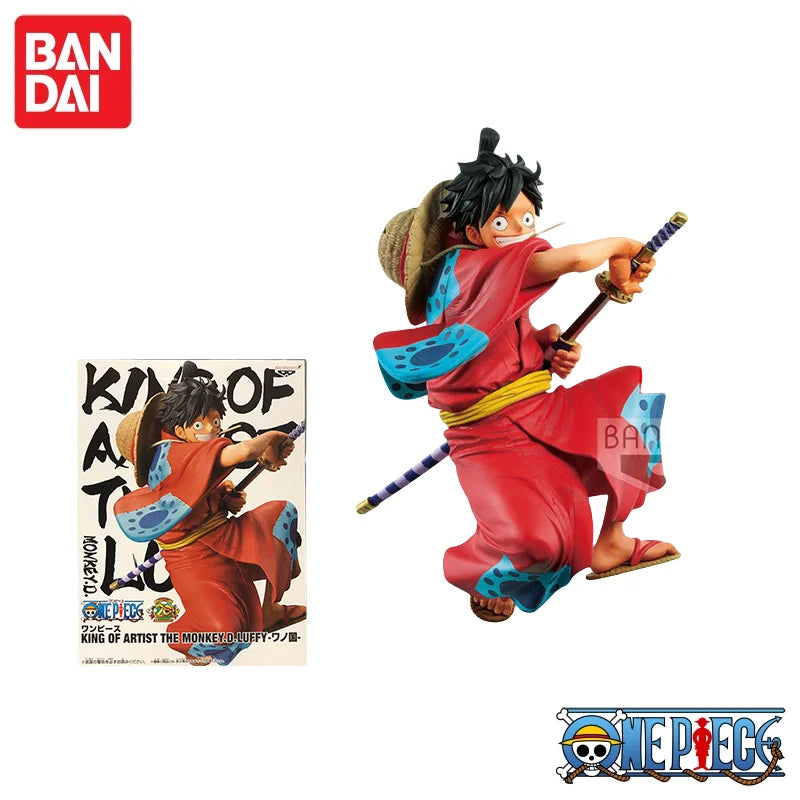 Special OfferIn Stock Original Bandai One Piece Wano Country Luffy Series Kimono Umbrella Sitting Multiple Poses Character Mol C