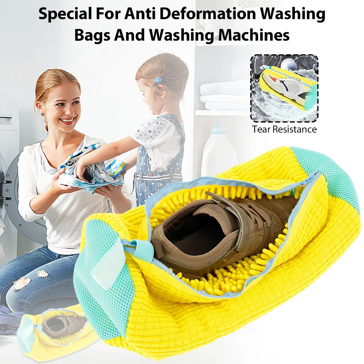 Shoe Washing Machine Bag Reusable Sneaker Cleaning Bag, Washer Mesh Laundry Bag