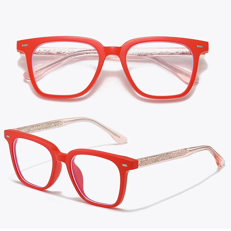 JNPCXI Fashion Unisex Square Prescription Glasses TR90 Anti Blue Light Clear Lens Reading Eyewear Optical Myopia Eyeglasses