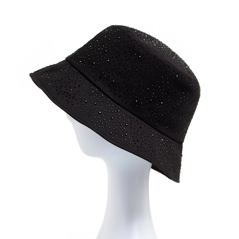 New Summer Y2k Bucket Hat Women Fashion Rhinestones Cap For Ladies Visor Cotton Panama Hats Casual Spring Autumn Fisherman Caps