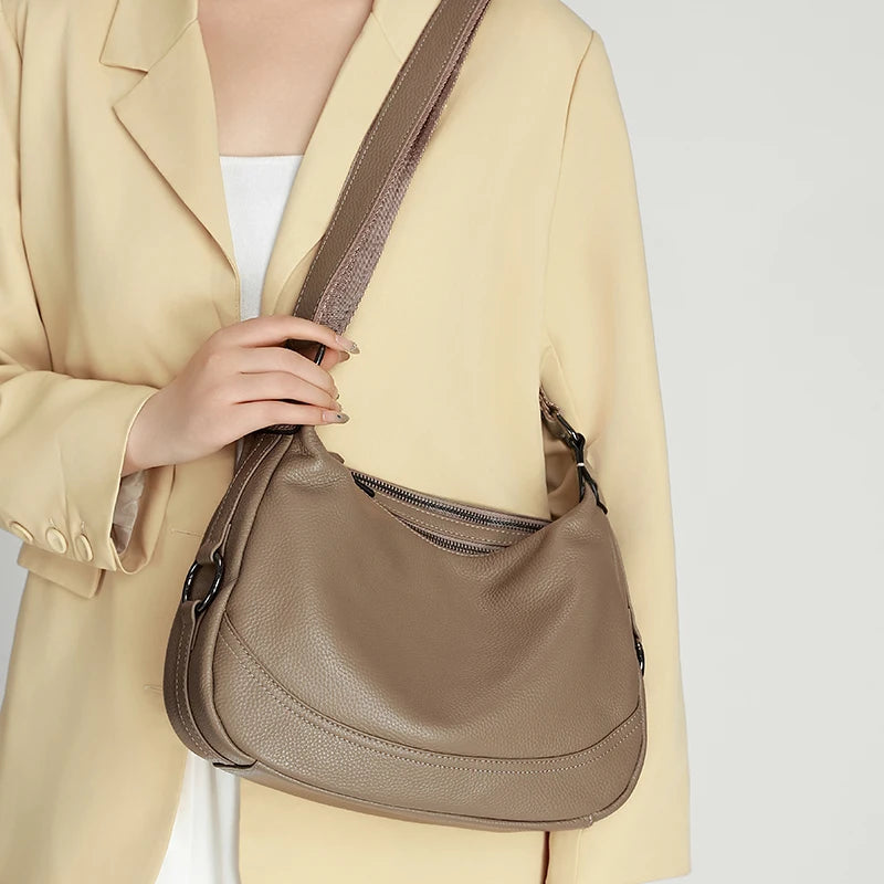 Women Genuine Leather Simple Solid Color Mini Crossbody Bag Lightweight Small Phone Shoulder Bag Luxury Designer Messenger Bag