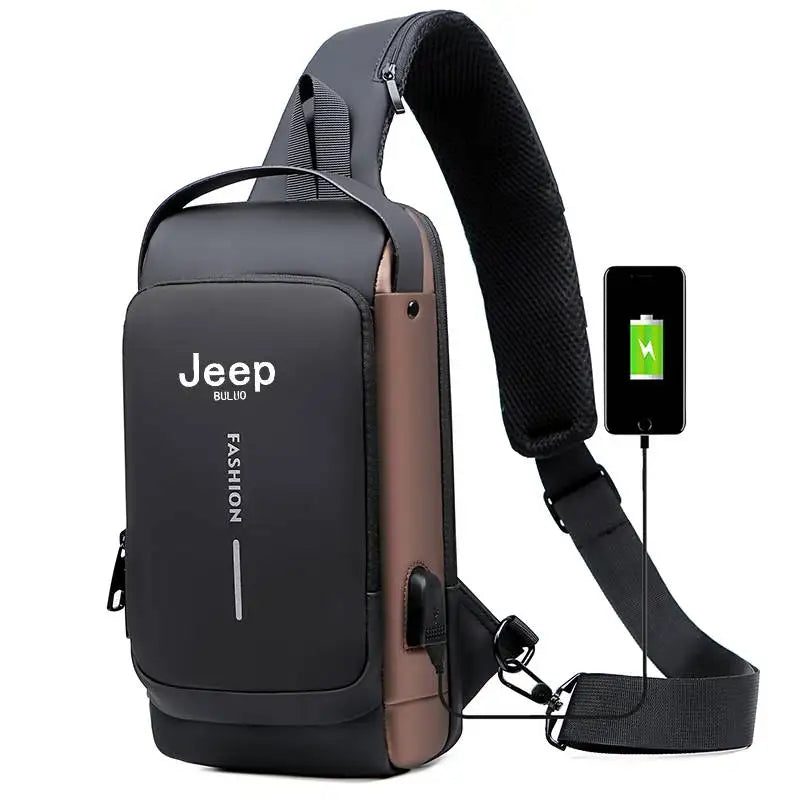 JEEP BULUO Men Chest Sling Bag Crossbody Shoulder Bag Travel Pack Anti-theft Bag