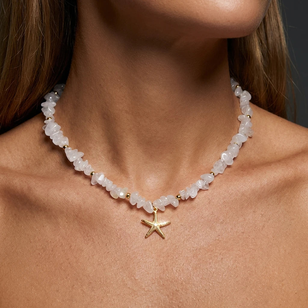 Boho Faux Stone Crushed Irregular Beaded Choker Necklace Women Summer Beach Collar Jewelry Accessories