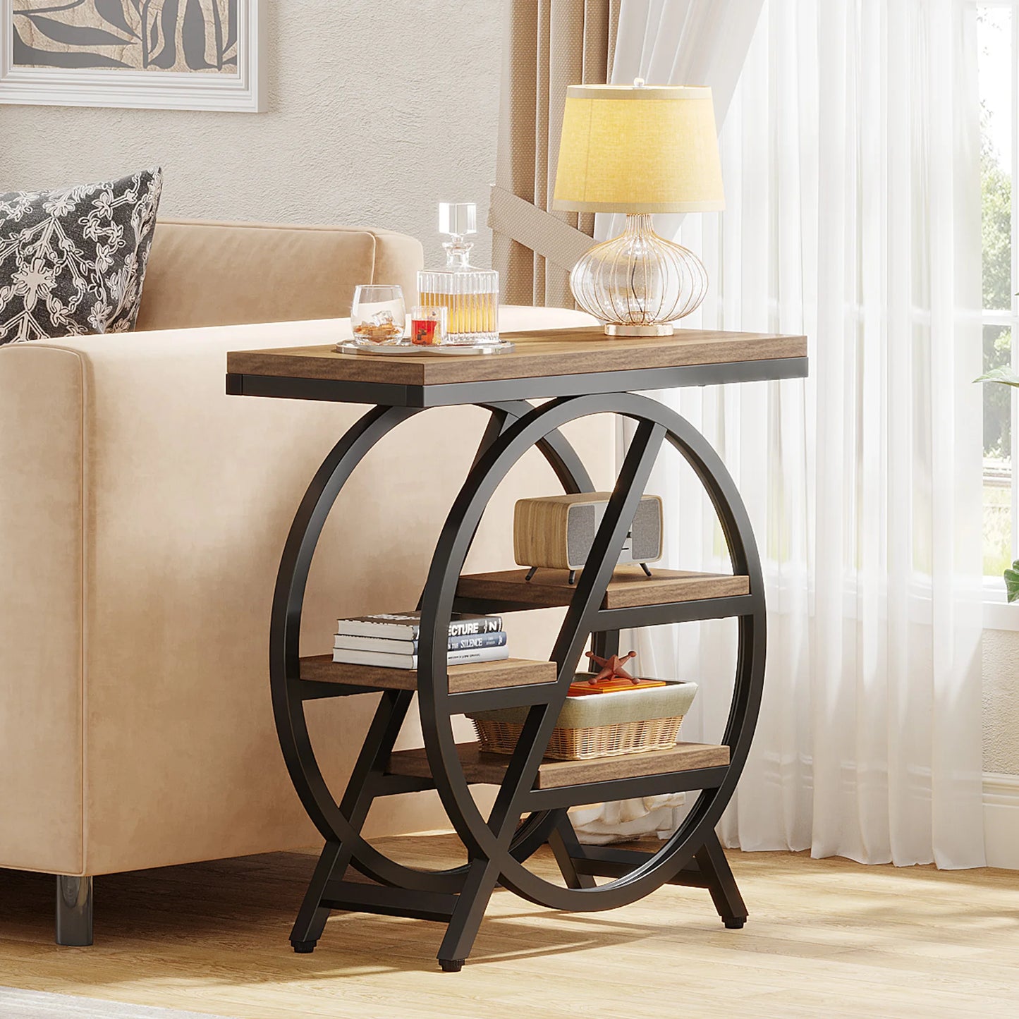 Tribesigns  Living Room, 3-Tier Narrow Side End Table w/ Storage Sofa Side Table