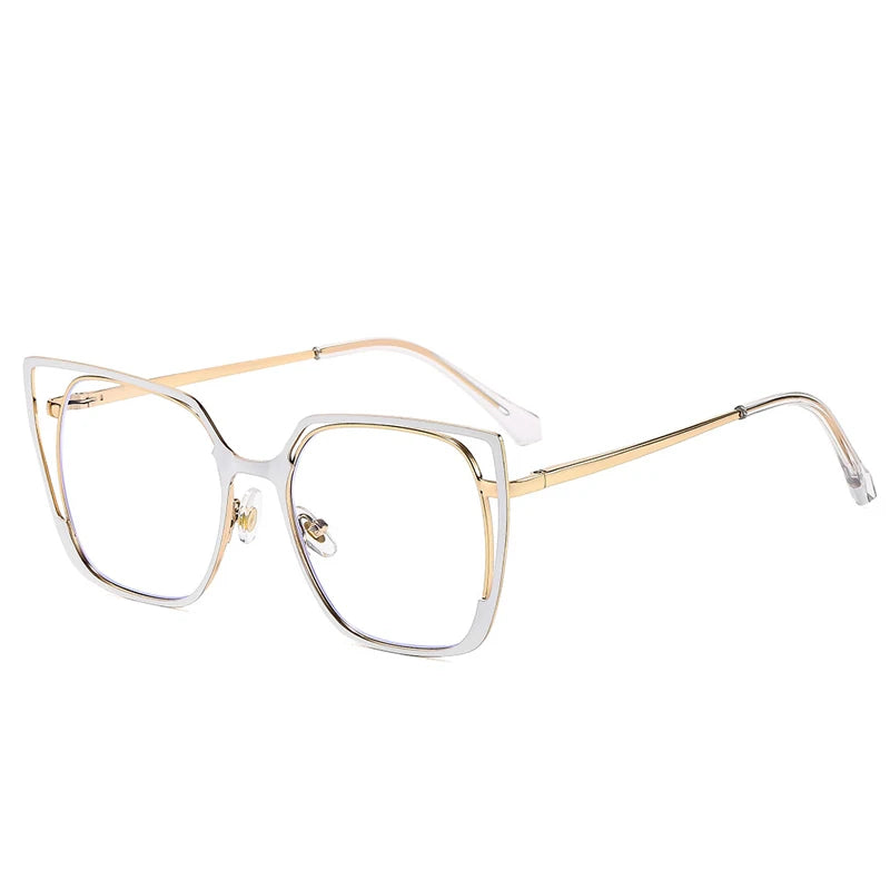 JNPCXI New Square Hollow Out Large Frame Flat Mirror 2026 New Anti Blue Light Fashion Glasses Frame