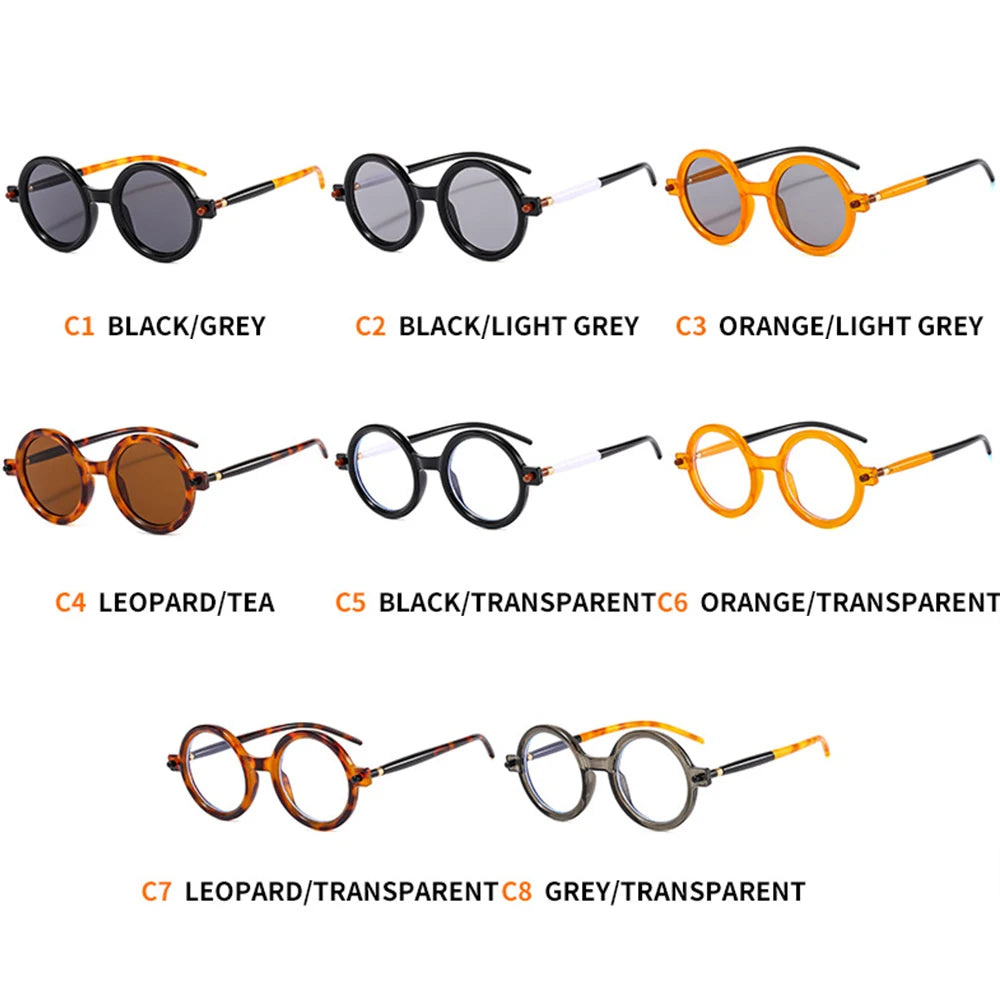 JNPCXI Retro Sunglasses Round Blue Light Glasses Men Vintage Eyeglasses Eyewear Women Trending Rivets Sun Glasses