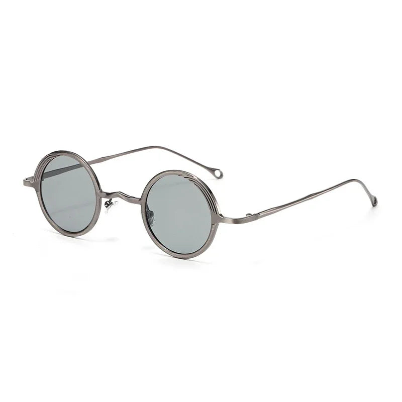 JNPCXI Retro Polarized Classic Metal Small Round Punk Men Sunglasses Fashion Clear Anti Blue Light Women Sun Glasses UV400