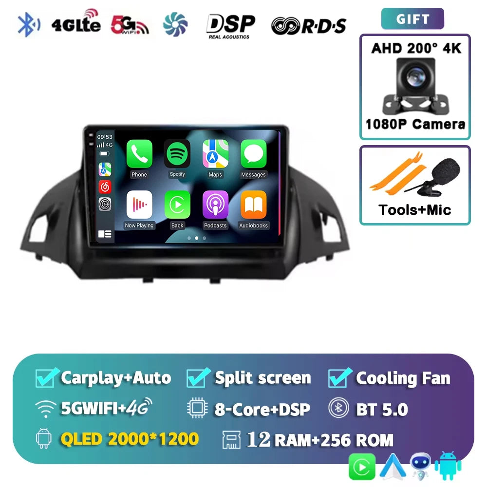 For Ford Kuga 2 Escape 3 2012 - 2019 Android 15 Car Radio Multimidia Video Player WIFI+4G 2din Navigation GPS Head Unit Stereo