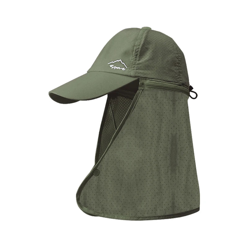 Xinbaoguan 100% Polyester 9237 Summer Sun Protection Hat for Men and Women Quick Drying Fisherman Hat with Shawl Baseball Cap