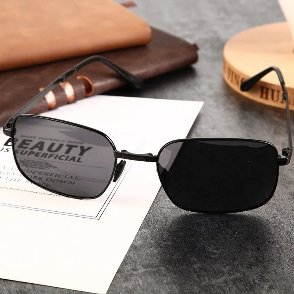 3PC Fashion Folding Photochromic Sunglasses Outdoor Polarized Driving Sunglasses Driving with Alloy Frame Square Glasses for Men