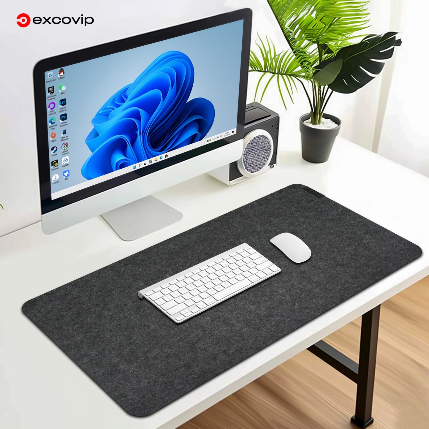 EXCO Felt Desk Mat Large Mouse Keyboard Pad Computer Desktop Protector Non-Slip Base for Office Home Durable Washable