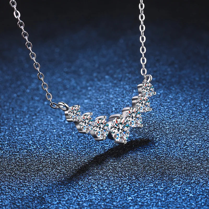 Woman's Zircon Jewelry, 925 Sterling Silver Plated 18k White Gold Necklace.