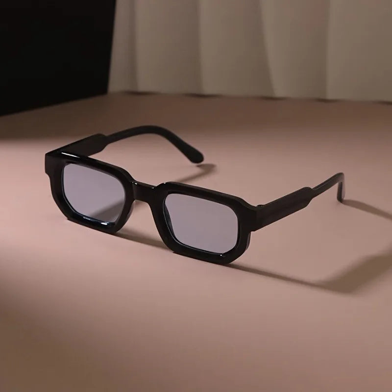 Retro Rounded Rectangular Glasses Compact and Lightweight Black Frame with Orange Decoration Neutral Retro Glasses