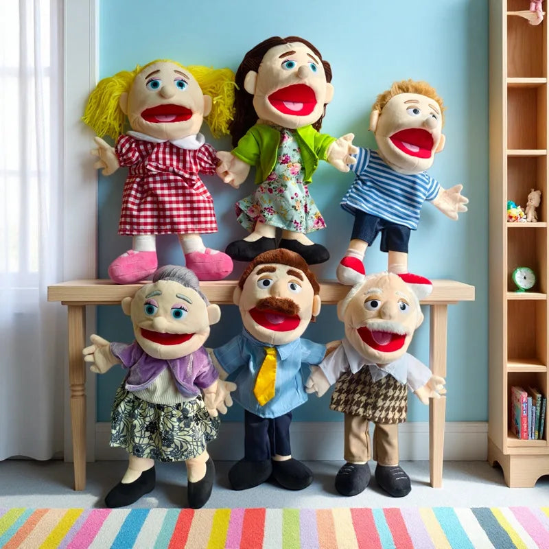 Funny Puppet Doll 38cm Family Series Hand Puppet Role Play Bedtime Story Props Family Playing Toys Doll Educational Toy