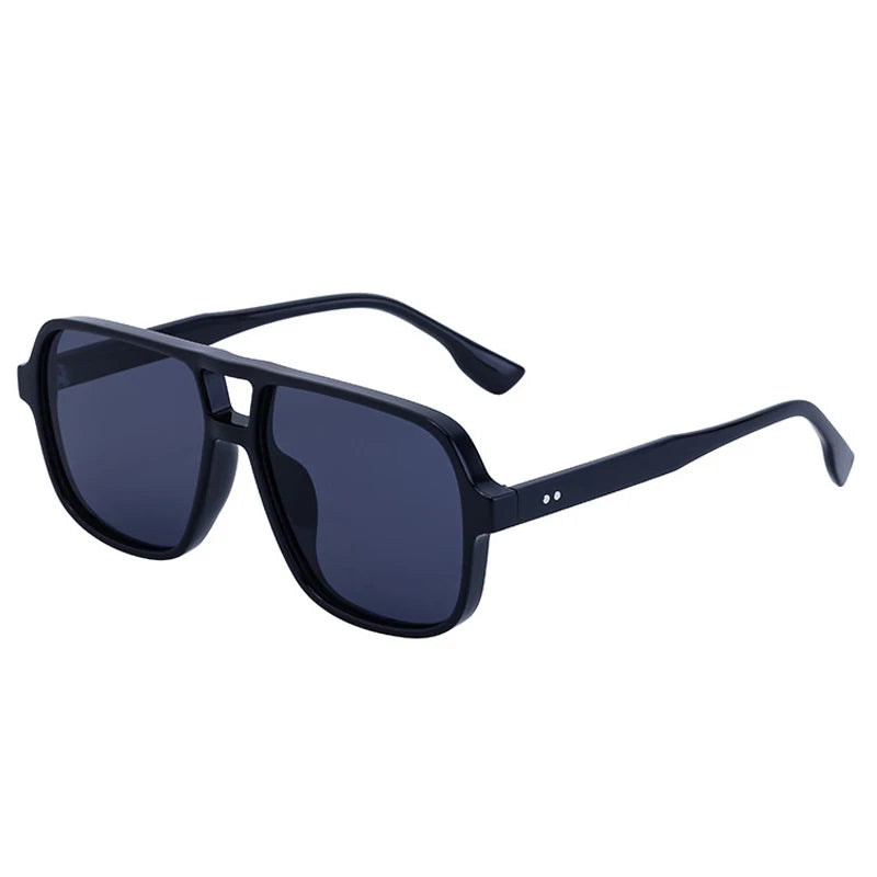 JNPCXI Retro Double Bridges Square Women Gradient Green Pink Sunglasses Shades UV400 Fashion Rivets Decoration Men Sun Glasses