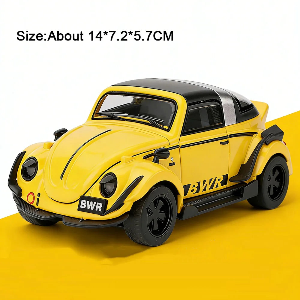 1:32 Beetle Santana Alloy Diecast Models Toys Car Doors Opened Rubber Tires Pull Back Shock Absorption Vehices Desktop Ornaments