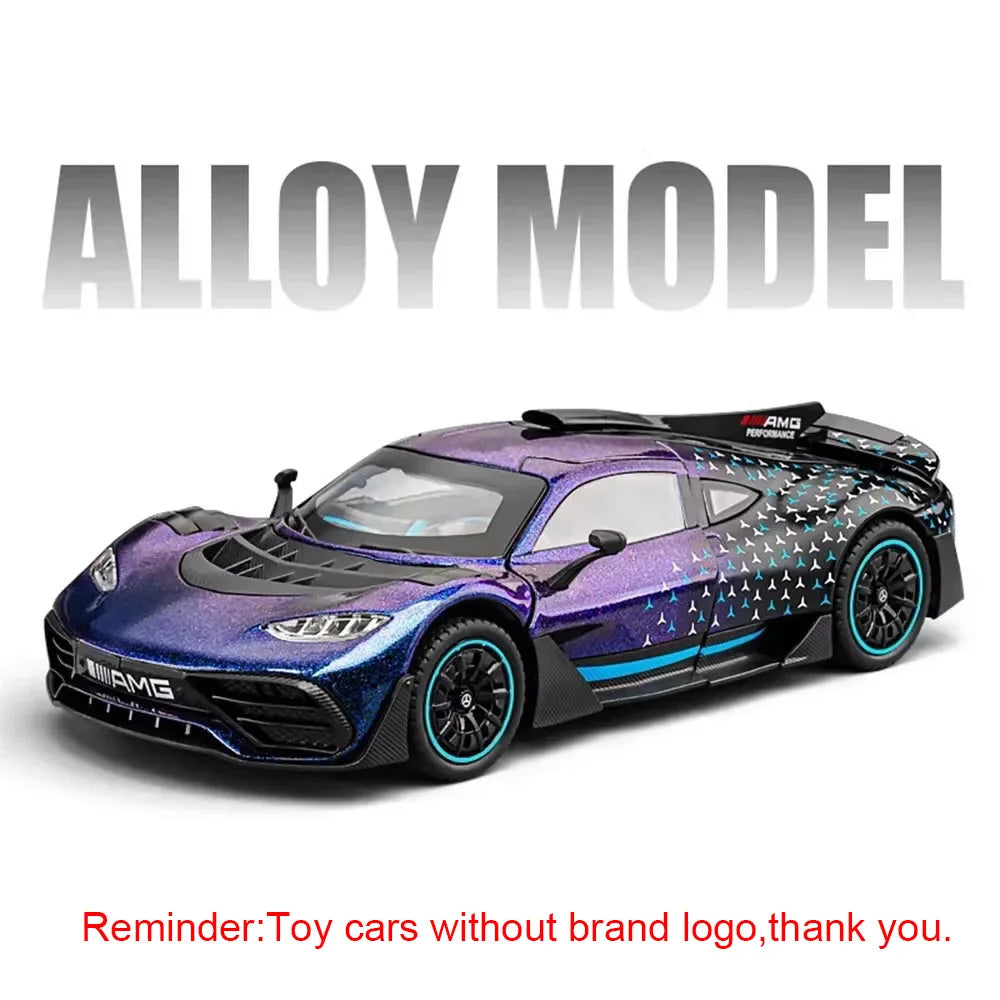 1:24 ONE SLS Alloy Sportscar Toys Model Diecast Vehice Sound Light Pull Back Doors Opened Rubber Tires for Kids Christmas Gifts