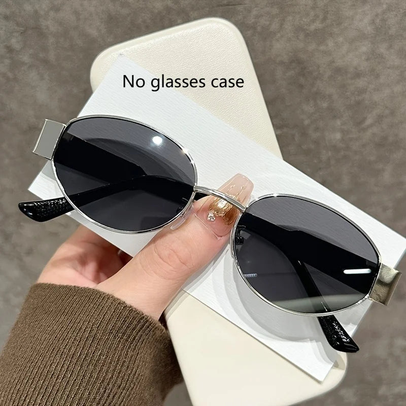 Fashion Trendy New Glasses Retro Oval Frame Stylish Unisex Suitable for Daily Commuting Street Style Decorative