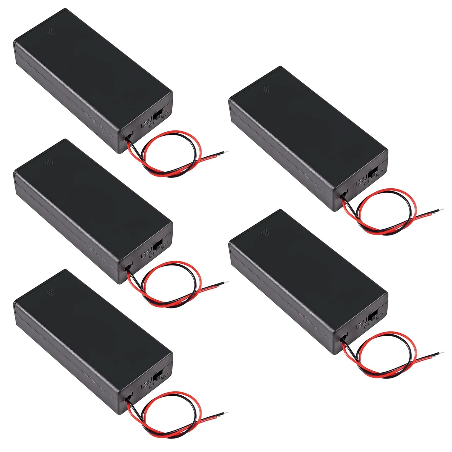 5pcs 18650 Battery Storage Case 2 Slots X 3.7V for 2x18650 Batteries Holder Box Container with ON/Off Switch 2 Slots with Switc