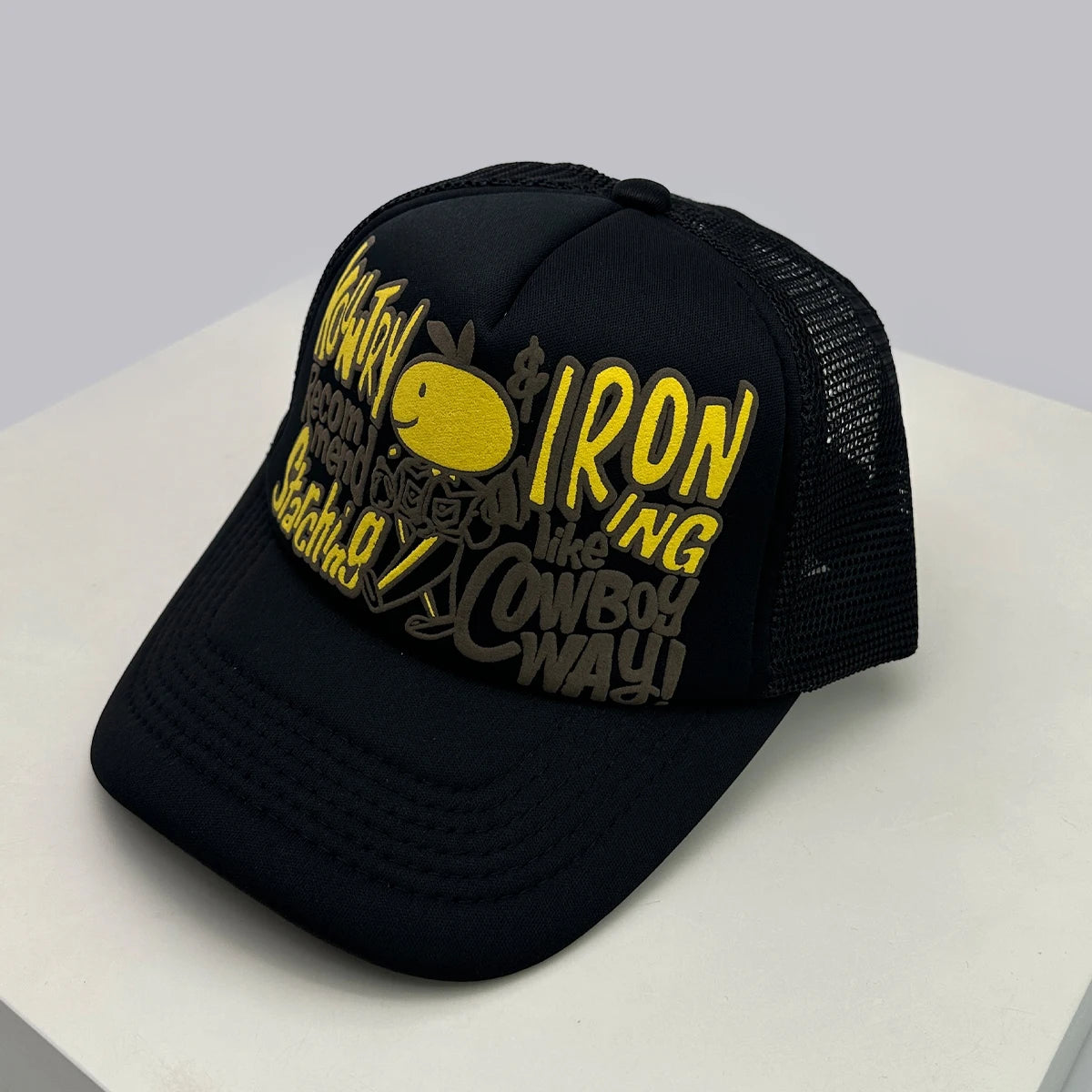 New Unisex Color Block 3D Printed Letter Rabbit Ear Smiling Face Baseball Hats Sunshade Hip Hop Breathable Trucker Caps Mesh ins