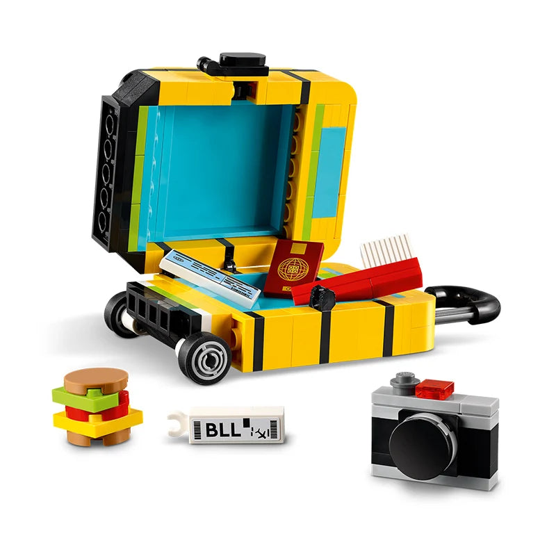 Lego building blocks yellow travel bags building block models stickers suitcases