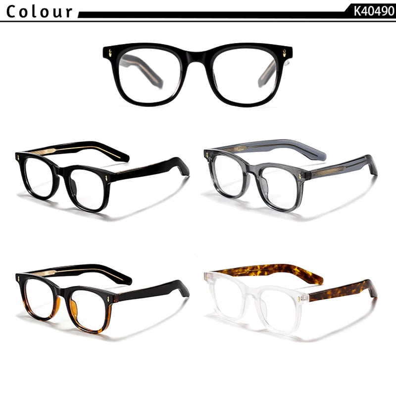 CATERSIDE Fashion Men Round Eyeglass Brand Design High-Quality Tr-90 Frame Acetate Core Insert Leg Women Anti Blue Light Glasses