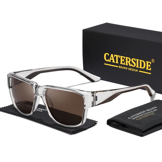 CATERSIDE New Men's Luxury Polarized Sunglasses High-Quality Pc Square Frame Women's Outdoor Travel Anti Glare Glasses UV400