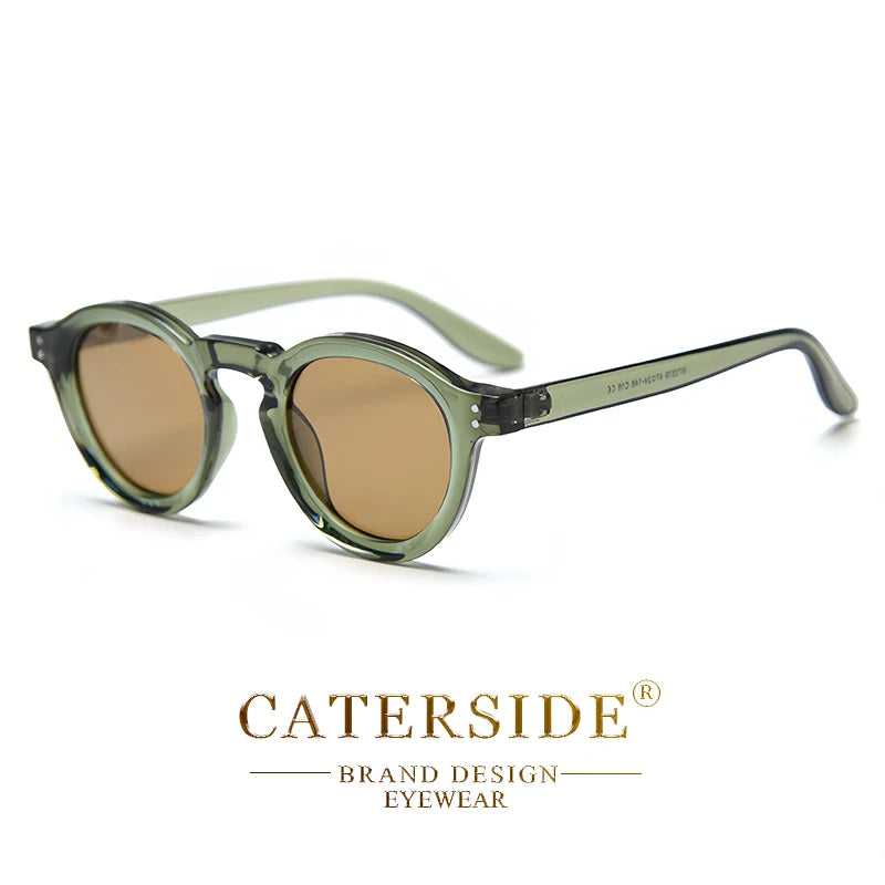 CATERSIDE Round Polarized Sunglasses Men Retro TR90 High-Quality TAC Lenses Sun Glasses Women Driving Fishing Eyewear Travel