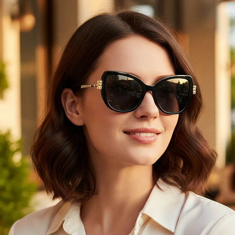 JNPCXI New Cat Eye Sunglasses for Women Luxury Diamond Temple Designer Ins Hot Popular Fashion Shades Female UV400 Glasses