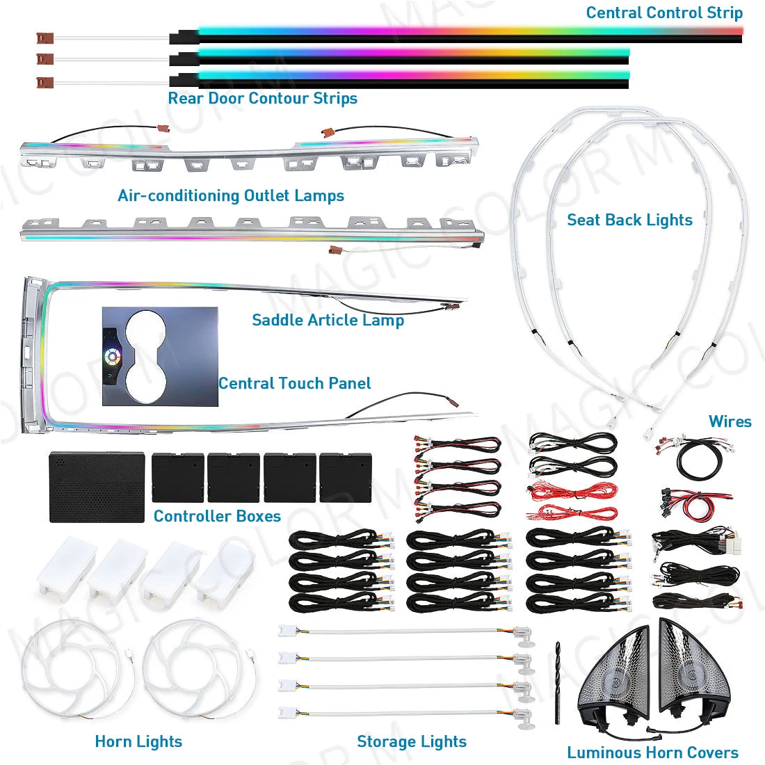 For Tesla Model 3 Y 2021 2022 2023 2024 Ambient Light LED Atmosphere Lamps Car Interior Symphony RGB Backlight Rotating Speakers