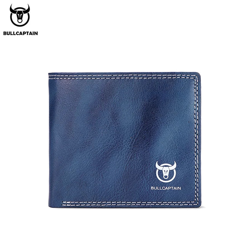 BULLCAPTAN Genuine Leather Men's Wallet RFID Function Fashion Men's Card Clip Wallet Latest Gift Box Men's Business Wallet QB032