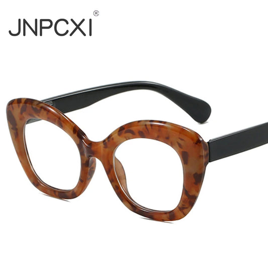 JNPCXI New Vintage Cat Eye Women Glasses Frame Fashion Clear Anti-Blu-Ray Lens Eyewear Men Optical Double Color Frame