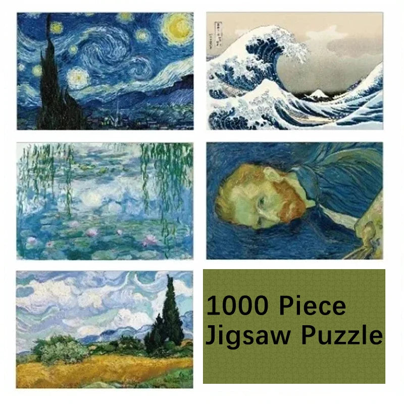 Mini Jigsaw Puzzle 1000 Pieces for Adults Van Gogh The Starry Night Environmentally Friendly Paper Christmas Gift Toy