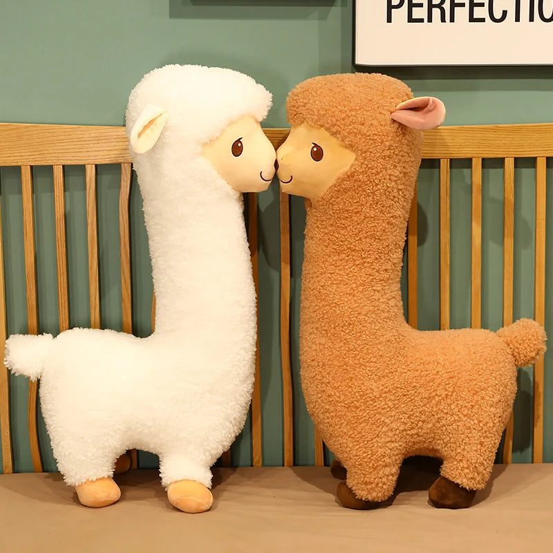 Furry Plush Llama  Alpaca Plush Toy Stuffed Soft Long Plush Lifelike Alpaca Sheep Hug Throw Pillow Animals Nap Sleeping Pillow