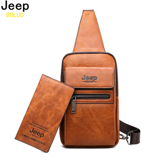 JEEP BULUO Brand Fashion Sling Quality Men Bags Leather Shoulder Crossbody Bags