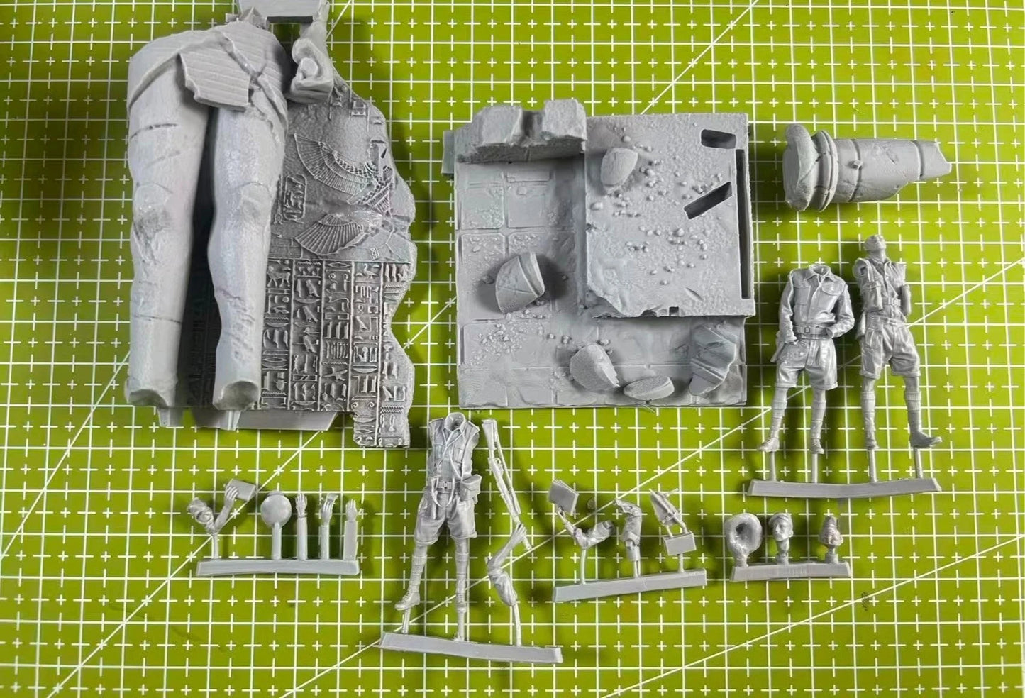 High Quality 1:35 Cast Resin Model British North African Position 3-person Set Including Scene Unpainted